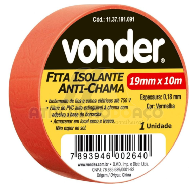 Fita Isolante 10mt Vermelho ( Vonder )