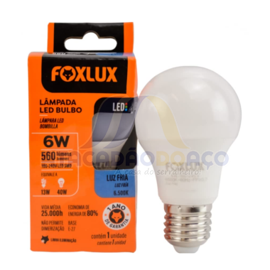 Lampada Led Bulbo - 6W/6500K Bivolt (Foxlux)